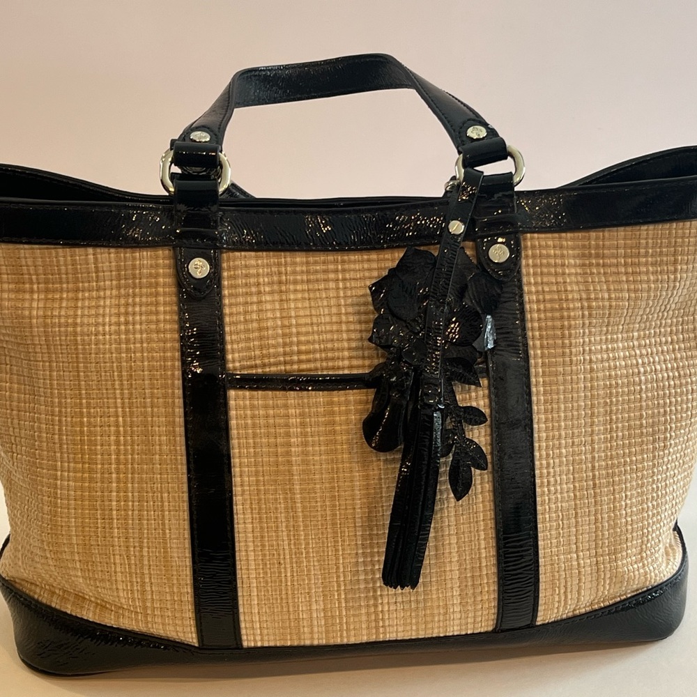 Cole Haan Black and Tan Woven Tote